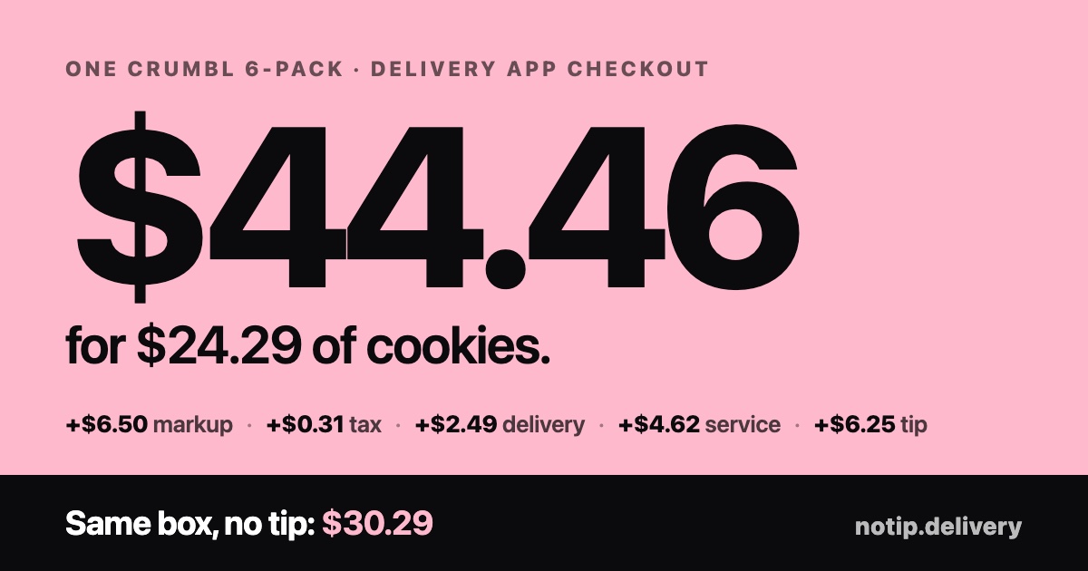 The Crumbl landing page share card: Noah carrying a pink Crumbl bag